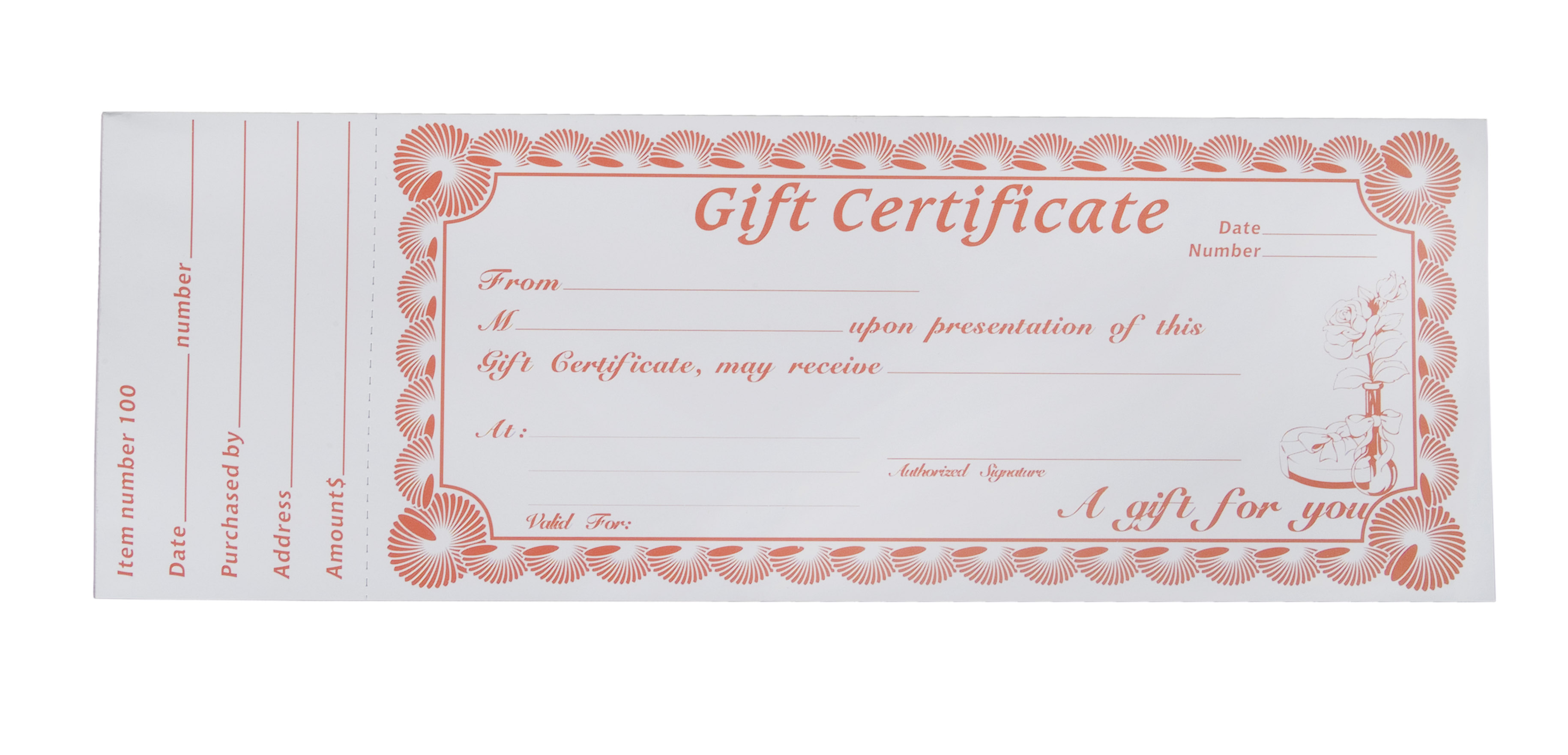 Blank Gift Certificates General GC